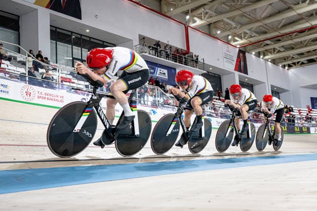 LETH Norman Lasse, MADSEN Rodenberg Frederik, PEDERSEN Lund Rasmus, HANSEN Aagaard Tobias: UEC Track cycling, Rad, Radsport, Bahnrad, Bahn European Championships Konya 2026 LETH Norman Lasse - MADSEN Rodenberg Frederik - PEDERSEN Lund Rasmus - HANSEN Aagaard Tobias ( DEN ) Denmark Querformat - quer - horizontal - Landscape - Event Veranstaltung: UEC Track Cycling European Championships 2026 - Category Kategorie: Cycling - Track Cycling European Championships - Location Ort: Asia - Turkey - Türkiye - Konya - Discipline: Team Pursuit - Category: Elite Men - Distance: 4000 m - Date Datum: 02.02.2026 Monday Day 2 -