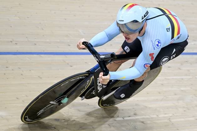 Belgian Yeno Vingerhoets pictured in action during the men s Sprint qualifying race on day 3 of the 2026 UEC Track Elite European Championships, in Konya, Turkey, Tuesday 03 February 2026. The European Championships take place from 01 to 05 February 2026. DIRKxWAEM  x160686638x