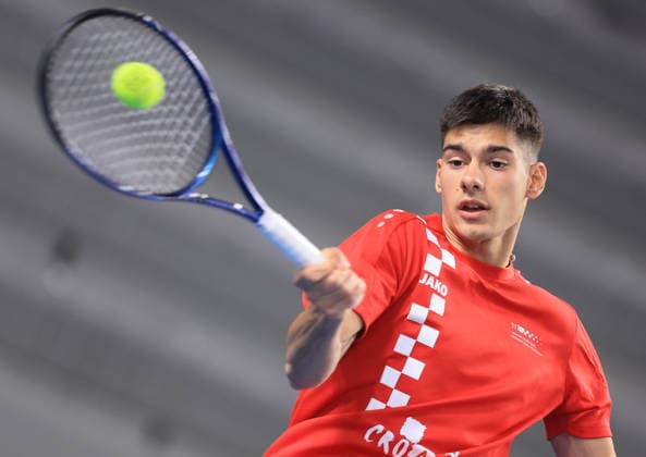 Varazdin: Tennis players training ahead of the Davis Cup match between Croatia and Denmark Training of the Croatian tennis team on the occasion of their meeting between Croatia and Denmark in the first round of qualifications for going to the final Davis Cup tournament for 2026., in Varazdin, Croatia, on on February 03, 2026.  MarkoxPrpic PIXSELL