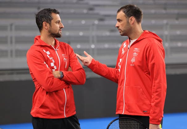 Varazdin: Tennis players training ahead of the Davis Cup match between Croatia and Denmark Training of the Croatian tennis team on the occasion of their meeting between Croatia and Denmark in the first round of qualifications for going to the final Davis Cup tournament for 2026., in Varazdin, Croatia, on on February 03, 2026.  MarkoxPrpic PIXSELL