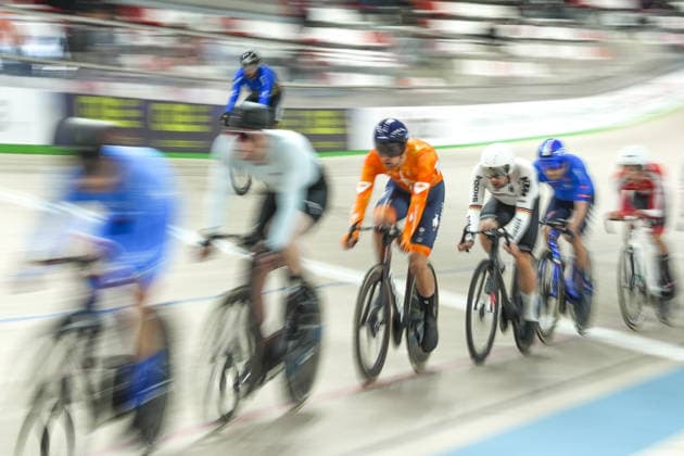 2026 UEC Track cycling, Rad, Radsport, Bahnrad, Bahn European Championships KONYA, TURKIYE - FEBRUARY 3: Cyclists compete in the men’s scratch race during the third day of the 2026 UEC Track Cycling European Championships organized by the Turkish Cycling Federation and the European Cycling Union at the Konya Olympic Velodrome in Konya, Turkiye, on February 3, 2026. Dilara Irem Sancar Anadolu Konya Turkey. Editorial use only. Please get in touch for any other usage.  Copyright: x2026xAnadoluxDilaraxIremxSancarx