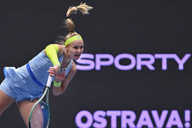 Rebecca Sramkova from Slovakia in action during match against Vendula Valdmanova from Czechia within the WTA, Tennis Damen women s tennis tournament Ostrava Open, on February 3, 2026, in Ostrava, Czech Republic. (CTKxPhoto JaroslavxOzana) CTKPhotoP2026020303826  CTKPhotoP2026020303826