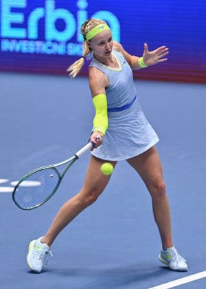 Rebecca Sramkova from Slovakia in action during match against Vendula Valdmanova from Czechia within the WTA, Tennis Damen women s tennis tournament Ostrava Open, on February 3, 2026, in Ostrava, Czech Republic. (CTKxPhoto JaroslavxOzana) CTKPhotoP2026020303964  CTKPhotoP2026020303964