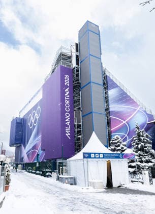 OLYMPICS - Winter Olympic Games, Olympische Spiele, Olympia, OS Milano Cortina 2026 BORMIO,ITALY,03.FEB.26 - OLYMPICS - Winter Olympic Games Milano Cortina 2026, preview. Image shows the grandstand.  GEPAxpictures xHaraldxSteiner