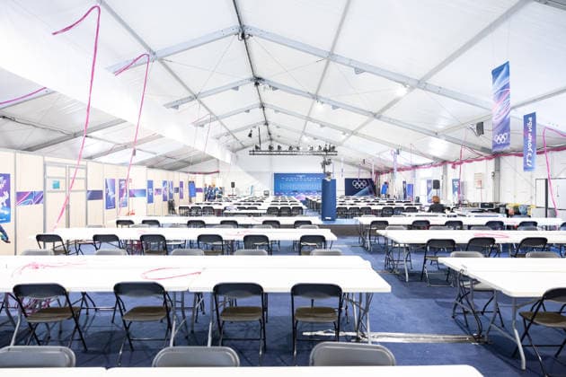 OLYMPICS - Winter Olympic Games, Olympische Spiele, Olympia, OS Milano Cortina 2026 BORMIO,ITALY,03.FEB.26 - OLYMPICS - Winter Olympic Games Milano Cortina 2026, preview. Image shows the venue press center.  GEPAxpictures xHaraldxSteiner