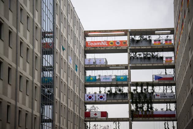 260203 National flags and logos of team Netherlands, Belgium, Germany, Kazakhstan, Czech Republic, South Korea, Canada and Poland at the Milan Olympic Village during day -3 of the 2026 Winter Olympics on February 3, 2026 in Milan. Photo: Joel Marklund BILDBYRAN kod JM JM0780 bbeng Olympic Games, Olympische Spiele, Olympia, OS olympics winter olympics os ol olympiska spel vinter-os olympiske leker milano cortina 2026 milan cortina 2026 milano cortina 2026 olympic games milano cortina 2026 winter olympic games milano cortina-os milano cortina-ol vinter-ol os-by *** 260203 National flags and logos of team Netherlands, Belgium, Germany, Kazakhstan, Czech Republic, South Korea, Canada and Poland at the Milan Olympic Village during day 3 of the 2026 Winter Olympics on February 3, 2026 in Milan Photo Joel Marklund BILDBYRAN kod JM JM0780 bbeng olympic games olympics winter olympics os ol olympiska spel vinter os olympiske leker milano cortina 2026 milan cortina 2026 milano cortina 2026 olympic games milano cortina 2026 winter olympic games milano cortina os milano cortina ol vinter ol os by  Copyright: JOELxMARKLUND BB260203JM046