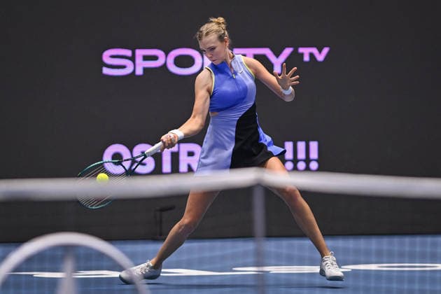 Katie Boulter from Britain in action during match against Lucie Havlickova from Czechia within the WTA, Tennis Damen women s tennis tournament Ostrava Open, on February 3, 2026, in Ostrava, Czech Republic. (CTKxPhoto JaroslavxOzana) CTKPhotoP2026020305040  CTKPhotoP2026020305040