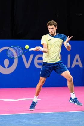 February 3, 2026, Perols, Montpellier, Occitanie, France: Pablo Carreno Busta of Spain delivers a right hand shot during his match against Miomir Kecmanovic of Serbia at Open dÃ¢â‚¬â ¢Occitanie on February 3, 2026, at Sud de France Arena in Montpellier, France. Perols, Montpellier France - ZUMAc313 20260203_zsp_c313_001 Copyright: xFaresxChafaix