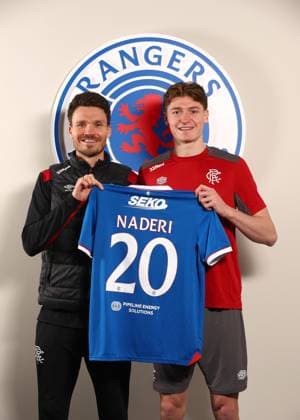Rangers head coach Danny Röhl welcomes new signing Ryan Naderi to the Club. Rangers Signing - The Rangers Training Centre, Glasgow, Lanarkshire, Scotland, UK - 03 Feb 2026Glasgow The Rangers Training Centre Lanarkshire United Kingdom  Copyright: xO Rourke RangersxFC Shutterstockx 16505621b