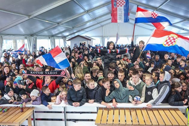 Welcome ceremony for Croatian handball players Dominik Kuzmanovic and Zlatko Rauzan Croatian fans during welcome ceremony for Croatian handball players Zlatko Rauzan and Dominik Kuzmanovic in Brckovljani near Zagreb, Croatia on February, 2026. after winning bronze medal at Men s EHF EURO 2026.  GoranxStanzl PIXSELL