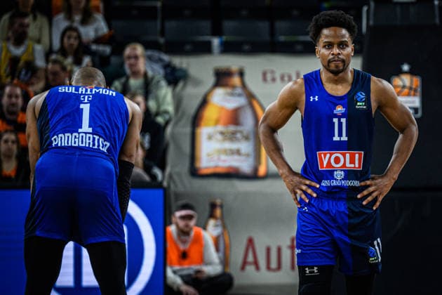 Rasheed Sulaimon (Buducnost VOLI Podgorica) und Yogi Ferrell (Buducnost VOLI Podgorica) looks dejected during the Basketball Eurocup match between ratiopharm ulm and Buducnost VOLI Podgorica at ratiopharm Arena on February 3, 2026 in Neu Ulm, Germany. (Photo by Harry Langer DeFodi Images) -