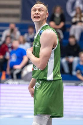 European North Basketball League, ENBL, -2025 2026 - Syntainics MBC vs.Hefte Helfen Bulls Kapfenberg Weissenfels, Deutschland 03.Februar 2026: Im Bild:Vitalii Zotov (Kapfenberg) Mimik, starker Gesichtsausdruck, Emotion, Weissenfels Stadthalle Weissenfels Sachsen-Anhalt Deutschland