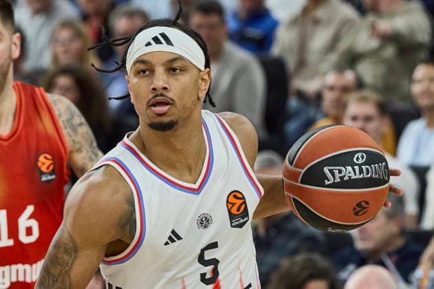 Turkish Airlines EuroLeague Basketball, FC Bayern Munich Basketball vs Paris Basketball, München FC Bayern Basketball, Munich FC Bayern Basketball, Paris Basketball, 2026-02-03 in München (SAP Garden) ROBINSON Justin (Paris Basketball Guard Nr5-PBB5) sportworld München SAP Garden Bayern Deutschland