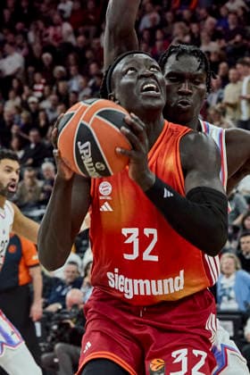 Turkish Airlines EuroLeague Basketball, FC Bayern Munich Basketball vs Paris Basketball, München FC Bayern Basketball, Munich FC Bayern Basketball, Paris Basketball, 2026-02-03 in München (SAP Garden) GABRIEL Wenyen (FC Bayern Munich Basketball Center (Nr.32) BAY32 ) sportworld München SAP Garden Bayern Deutschland