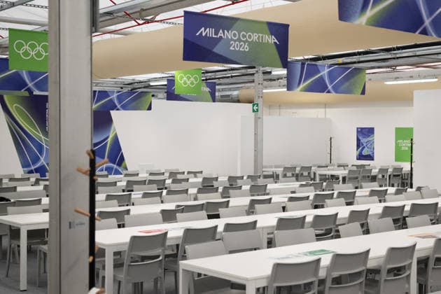 260203 General view of the dining hall in the Cortina Olympic Village during day -3 of the 2026 Winter Olympics on February 3, 2026 in Cortina. Photo: Mathias Bergeld BILDBYRAN kod MB MB1294 Olympic Games, Olympische Spiele, Olympia, OS olympics winter olympics os ol olympiska spel vinter-os olympiske leker milano cortina 2026 milan cortina 2026 milano cortina 2026 olympic games milano cortina 2026 winter olympic games milano cortina-os milano cortina-ol vinter-ol -3 bbeng os-byn Olympic village *** 260203 General view of the dining hall in the Cortina Olympic Village during day 3 of the 2026 Winter Olympics on February 3, 2026 in Cortina Photo Mathias Bergeld BILDBYRAN code MB MB1294 olympic games olympics winter olympics os ol olympiska spel vinter os olympiske leker milano cortina 2026 milan cortina 2026 milano cortina 2026 olympic games milano cortina 2026 winter olympic games milano cortina os milano cortina ol winter ol 3 bbeng os byn Olympic village  Copyright: MATHIASxBERGELD BB260203MB123