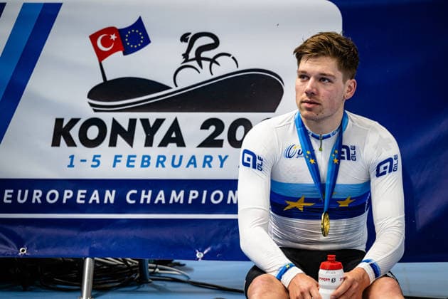 VOGEL Alex: UEC Track cycling, Rad, Radsport, Bahnrad, Bahn European Championships Konya 2026 VOGEL Alex ( SUI ) Switzerland Winner - First Place Querformat - quer - horizontal - Landscape - Event Veranstaltung: UEC Track Cycling European Championships 2026 - Category Kategorie: Cycling - Track Cycling European Championships - Location Ort: Asia - Türkiye - Konya - Discipline: Scratch - Category: Elite Men - Distance: 10 km - Date Datum: 03.02.2026 Tuesday Day 3 -