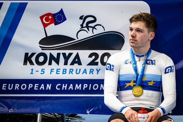 VOGEL Alex: UEC Track cycling, Rad, Radsport, Bahnrad, Bahn European Championships Konya 2026 VOGEL Alex ( SUI ) Switzerland Winner - First Place Querformat - quer - horizontal - Landscape - Event Veranstaltung: UEC Track Cycling European Championships 2026 - Category Kategorie: Cycling - Track Cycling European Championships - Location Ort: Asia - Türkiye - Konya - Discipline: Scratch - Category: Elite Men - Distance: 10 km - Date Datum: 03.02.2026 Tuesday Day 3 -