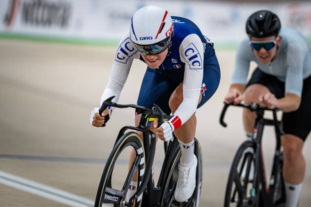 COPPONI Clara: UEC Track cycling, Rad, Radsport, Bahnrad, Bahn European Championships Konya 2026 COPPONI Clara ( FRA ) France Querformat - quer - horizontal - Landscape - Event Veranstaltung: UEC Track Cycling European Championships 2026 - Category Kategorie: Cycling - Track Cycling European Championships - Location Ort: Asia - Türkiye - Konya - Discipline: Omnium - Points Race - Category: Elite Women - Distance: 20 km - Date Datum: 03.02.2026 Tuesday Day 3 -