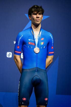 FAVERO Renato: UEC Track cycling, Rad, Radsport, Bahnrad, Bahn European Championships Konya 2026 FAVERO Renato ( ITA ) Italy Third Place - Award Ceremony - Medal Ceremony - Podium - Hochformat - Hoch - Vertikal - Portrait - Event Veranstaltung: UEC Track Cycling European Championships 2026 - Category Kategorie: Cycling - Track Cycling European Championships - Location Ort: Asia - Türkiye - Konya - Discipline: Individual Pursuit - Category: Elite Men - Distance: 4000 m - Date Datum: 03.02.2026 Tuesday Day 3 -