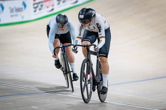 LYSENKO Alina, FRIEDRICH Lea Sophie: UEC Track cycling, Rad, Radsport, Bahnrad, Bahn European Championships Konya 2026 LYSENKO Alina ( RUS ) - Russia - FRIEDRICH Lea Sophie ( GER ) Germany Querformat - quer - horizontal - Landscape - Event Veranstaltung: UEC Track Cycling European Championships 2026 - Category Kategorie: Cycling - Track Cycling European Championships - Location Ort: Asia - Türkiye - Konya - Discipline: Sprint - Category: Elite Women - Distance: ... m - Date Datum: 03.02.2026 Tuesday Day 3 -