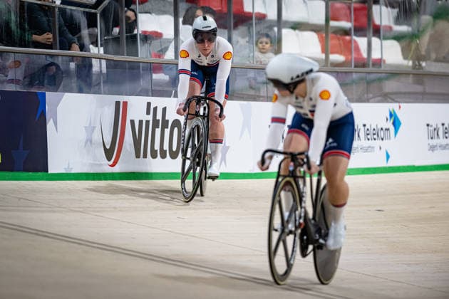FINUCANE Emma, CAPEWELL Sophie: UEC Track cycling, Rad, Radsport, Bahnrad, Bahn European Championships Konya 2026 FINUCANE Emma - CAPEWELL Sophie ( GBR ) Great Britain Querformat - quer - horizontal - Landscape - Event Veranstaltung: UEC Track Cycling European Championships 2026 - Category Kategorie: Cycling - Track Cycling European Championships - Location Ort: Asia - Türkiye - Konya - Discipline: Sprint - Category: Elite Women - Distance: ... m - Date Datum: 03.02.2026 Tuesday Day 3 -