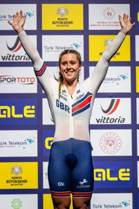 FINUCANE Emma: UEC Track cycling, Rad, Radsport, Bahnrad, Bahn European Championships Konya 2026 FINUCANE Emma ( GBR ) Great Britain Winner - First Place - Award Ceremony - Medal Ceremony - Podium - Hochformat - Hoch - Vertikal - Portrait - Event Veranstaltung: UEC Track Cycling European Championships 2026 - Category Kategorie: Cycling - Track Cycling European Championships - Location Ort: Asia - Türkiye - Konya - Discipline: Sprint - Category: Elite Women - Distance: ... m - Date Datum: 03.02.2026 Tuesday Day 3 -