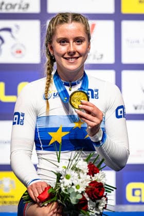 FINUCANE Emma: UEC Track cycling, Rad, Radsport, Bahnrad, Bahn European Championships Konya 2026 FINUCANE Emma ( GBR ) Great Britain Winner - First Place - Award Ceremony - Medal Ceremony - Podium - Hochformat - Hoch - Vertikal - Portrait - Event Veranstaltung: UEC Track Cycling European Championships 2026 - Category Kategorie: Cycling - Track Cycling European Championships - Location Ort: Asia - Türkiye - Konya - Discipline: Sprint - Category: Elite Women - Distance: ... m - Date Datum: 03.02.2026 Tuesday Day 3 -