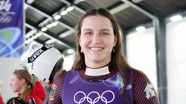 3.2.2026: Cortina d Ampezzo: Pista Eugenio Monti: Rodeln: Merle Fraebel (Deutschland) *** 3 2 2026 Cortina d Ampezzo Pista Eugenio Monti Luge Merle Fraebel Germany