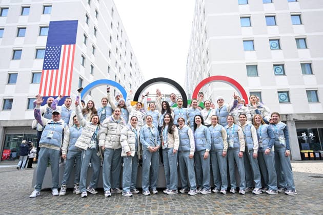 France team group, Mannschaftsbild, Totale (FRA), Residential building General view, FEBRUARY 3, 2026 - : Press preview of Athletes Village Olympic Village , during the Milano Cortina 2026 Olympic Winter games, Winterspiele,Spiele, Summer games in Milan, Italy. Noxthirdxpartyxsales  aflo_318428699