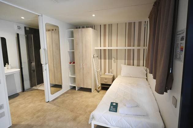 Milan Cortina Winter Olympics Photo taken on Feb. 3, 2026, shows a room in the athletes village built in Cortina d Ampezzo for the Milan Cortina Winter Olympics, opening on Feb. 6.  A14AA0005243187P