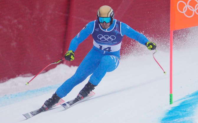 Dominik Paris of Italy takes a practice run on the Stelvio course during the 1st official training session for the Men s downhill skiing competition at the Milano Cortina 2026 Winter Olympic Games, Olympische Spiele, Olympia, OS in Bormio, Italy, on Wednesday, February 4, 2026. The downhill medal competition will take place on Saturday, February 7, 2026.  BOR20260204914 BOBxSTRONG