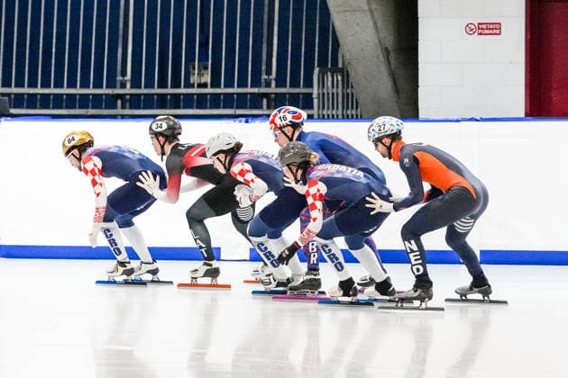 2026-02-04 - Milano Cortina 2026 Winter Olympics MILAN, ITALY - FEBRUARY 4: Ivan Martinic of Croatia, Reinis Berzins of Latvia, Valentina Ascic of Croatia, Niall Treacy of Great Britain, Katarina Buric of Croatia, Itzhak de Laat of Netherlands during a training before the Milano Cortina 2026 Winter Olympics at the Milano Ice Skating Arena on February 4, 2026 in Milan, Italy Milan Milano Ice Skating Arena Italy Content not available for redistribution in The Netherlands directly or indirectly through any third parties. Copyright: xAndrexWeeningx