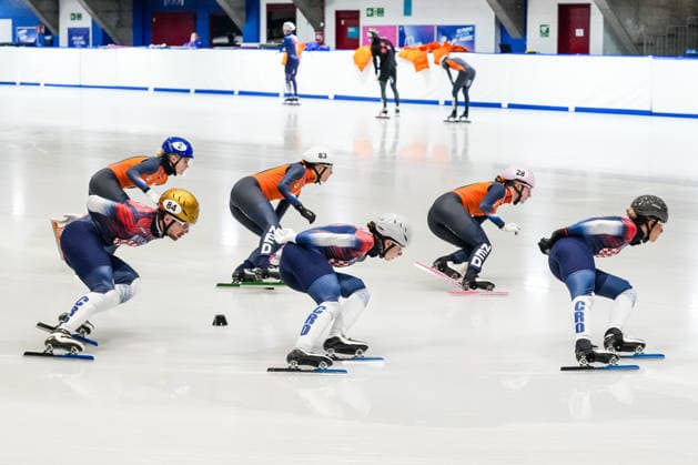 2026-02-04 - Milano Cortina 2026 Winter Olympics MILAN, ITALY - FEBRUARY 4: Xandra Velzeboer of Netherlands, Ivan Martinic of Croatia, Selma Poutsma of Netherlands, Valentina Ascic of Croatia, Zoe Florence Deltrap of Netherlands, Katarina Buric of Croatia during a training before the Milano Cortina 2026 Winter Olympics at the Milano Ice Skating Arena on February 4, 2026 in Milan, Italy Milan Milano Ice Skating Arena Italy Content not available for redistribution in The Netherlands directly or indirectly through any third parties. Copyright: xAndrexWeeningx