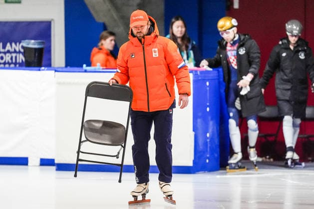 2026-02-04 - Milano Cortina 2026 Winter Olympics MILAN, ITALY - FEBRUARY 4: Haralds Silovs of Netherlands™ during a training before the Milano Cortina 2026 Winter Olympics at the Milano Ice Skating Arena on February 4, 2026 in Milan, Italy Milan Milano Ice Skating Arena Italy Content not available for redistribution in The Netherlands directly or indirectly through any third parties. Copyright: xAndrexWeeningx