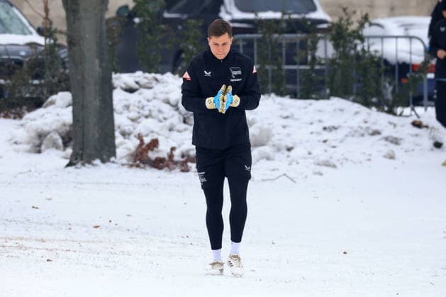 DEU, DFL, 2. FBL Hertha BSC, Training, 04.02.2026, Sportforum, Berlin, DEU, DFL, 2. FBL Hertha BSC, Training, im Bild Tjark Ernst (Hertha BSC Berlin 1) DFL - regulations prohibit any use of Photographs as image sequences and or quasi-video
