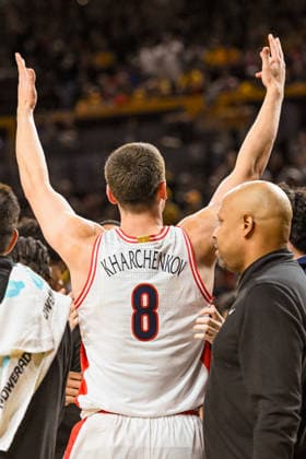 NCAA, College League, USA Basketball: Arizona Wildcats at Arizona State Sun Devils Arizona Wildcats forward Ivan Kharchenkov (8) gets the fans hyped up in the first half of the NCAA basketball game against the Arizona State Sun Devils in Tempe, Arizona, Saturday, January 31, 2026. Arizona defeated Arizona State 87-74 (Thomas Fernandez Image of . Tempe Arizona United States EDITORIAL USE ONLY Copyright: xImagexofxSportx ThomasxFernandezx iosphotos394359