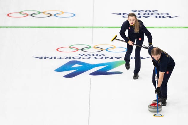 260204 Isabella Wrana and Rasmus Wrana of Sweden compete in a round robin mixed doubles curling match between Sweden and South Korea during day -2 of the 2026 Winter Olympics on February 4, 2026 in Cortina. Photo: Mathias Bergeld BILDBYRAN kod MB MB1305 curling Olympic Games, Olympische Spiele, Olympia, OS olympics winter olympics os ol olympiska spel vinter-os olympiske leker milano cortina 2026 milan cortina 2026 milano cortina 2026 olympic games milano cortina 2026 winter olympic games milano cortina-os milano cortina-ol vinter-ol -2 bbeng round robin *** 260204 Isabella Wrana and Rasmus Wrana of Sweden compete in a round robin mixed doubles curling match between Sweden and South Korea during day 2 of the 2026 Winter Olympics on February 4, 2026 in Cortina Photo Mathias Bergeld BILDBYRAN kod MB MB1305 curling olympic games olympics winter olympics os ol olympiska spel vinter os olympiske leker milano cortina 2026 milan cortina 2026 milano cortina 2026 olympic games milano cortina 2026 winter olympic games milano cortina os milano cortina ol vinter ol 2 bbeng round robin  Copyright: MATHIASxBERGELD BB260204MB099