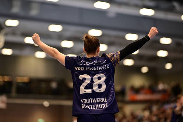 Handball I Frauen I Saison 2025-2026 I 16. HBF I 1. Spieltag I Buxtehuder SV - VfL Oldenburg I 04.02.2026 Jubel, Begeisterung, Enthusiasmus, Euphorie, Freude, Glücksgefühl, Heiterkeit bei: Teresa von Prittwitz (28, Buxtehuder Sportverein) Buxtehude Halle Nord Niedersachsen Deutschland Copyright: xLobeca FelixxSchlikisx
