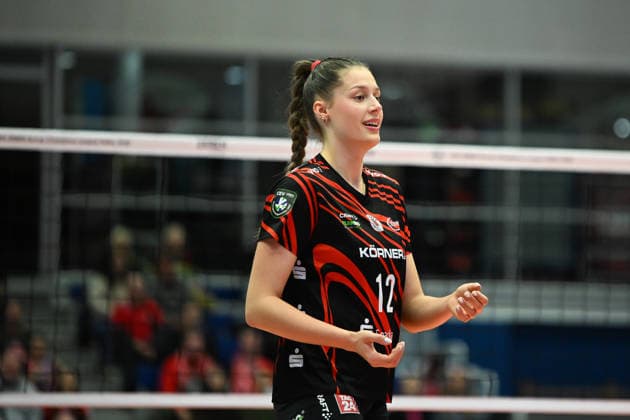 Mette Pfeffer (Dresdner SC, 12) Dresdner SC vs. Ankara Zeren Spor Kuluebue, CEV Volleyball Champions League, Spielzeit 2025 2026, 04.02.2026 Dresdner SC vs. Ankara Zeren Spor Kuluebue, CEV Volleyball Champions League, Spielzeit 2025 2026, 04.02.2026 Dresden Copyright: xEibner-Pressefoto xHoepnerx EP_PHR