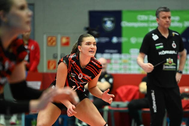 Amanda Siksna (Dresdner SC, 11) Dresdner SC vs. Ankara Zeren Spor Kuluebue, CEV Volleyball Champions League, Spielzeit 2025 2026, 04.02.2026 Dresdner SC vs. Ankara Zeren Spor Kuluebue, CEV Volleyball Champions League, Spielzeit 2025 2026, 04.02.2026 Dresden Copyright: xEibner-Pressefoto xHoepnerx EP_PHR
