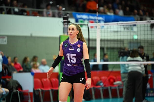 Aleksandra Uzelac (Ankara Zeren Spor Kuluebue, 15) Dresdner SC vs. Ankara Zeren Spor Kuluebue, CEV Volleyball Champions League, Spielzeit 2025 2026, 04.02.2026 Dresdner SC vs. Ankara Zeren Spor Kuluebue, CEV Volleyball Champions League, Spielzeit 2025 2026, 04.02.2026 Dresden Copyright: xEibner-Pressefoto xHoepnerx EP_PHR
