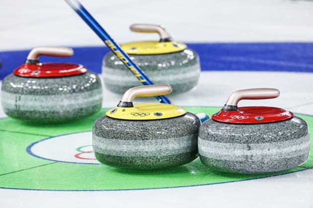 ITALY, CORTINA D AMPEZZO - FEBRUARY 4, 2026: Stones are pictured during the Mixed Doubles Round Robin Session 1 curling event at the 2026 Winter Olympic Games, Olympische Spiele, Olympia, OS at the Cortina Curling Olympic Stadium. Mikhail Tereshchenko TASS  88209320