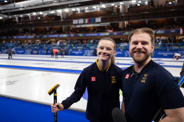 260204 Rasmus Wrana and Isabella Wrana of Sweden celebrate after competing in a round robin mixed doubles curling match between Sweden and South Korea during day -2 of the 2026 Winter Olympics on February 4, 2026 in Cortina. Photo: Mathias Bergeld BILDBYRAN kod MB MB1305 curling Olympic Games, Olympische Spiele, Olympia, OS olympics winter olympics os ol olympiska spel vinter-os olympiske leker milano cortina 2026 milan cortina 2026 milano cortina 2026 olympic games milano cortina 2026 winter olympic games milano cortina-os milano cortina-ol vinter-ol -2 bbeng round robin jubel celebrate *** 260204 Rasmus Wrana and Isabella Wrana of Sweden celebrate after competing in a round robin mixed doubles curling match between Sweden and South Korea during day 2 of the 2026 Winter Olympics on February 4, 2026 in Cortina Photo Mathias Bergeld BILDBYRAN kod MB MB1305 curling olympic games olympics winter olympics os ol olympiska spel vinter os olympiske leker milano cortina 2026 milan cortina 2026 milano cortina 2026 olympic games milano cortina 2026 winter olympic games milano cortina os milano cortina ol vinter ol 2 bbeng round robin jubel celebrate  Copyright: MATHIASxBERGELD BB260204MB108