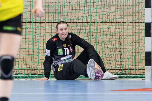 Torhüterin Nicola Czaja (Halle, 70), SV Union Halle-Neustadt vs. Borussia Dortmund, Alsco Handball Bundesliga Frauen, Saison 2025 26, 16. Spieltag, 04.02.2026 Halle SWH Arena Sachsen-Anhalt Deutschland