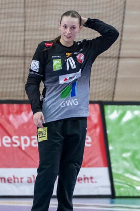 Handball Bundesliga Frauen,HBF, Saison 2025 2026 SV Union Halle-Neustadt vs.Borussia Dortmund Halle, Deutschland 04.Februar 2026: Im Bild:Torhueterin Nicola Czaja (Halle) Halle Saale SWH Arena Sachsen-Anhalt Deutschland