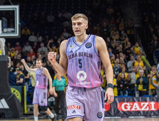 Basketball, Herren, Saison 2025 2026, Basketball Champions League (Round of 16, Gruppe J), Alba Berlin - Karditsa Iaponiki, Sam Griesel (Alba), 04.02.2026, Copyright: xSebastianxRäppold MatthiasxKochx