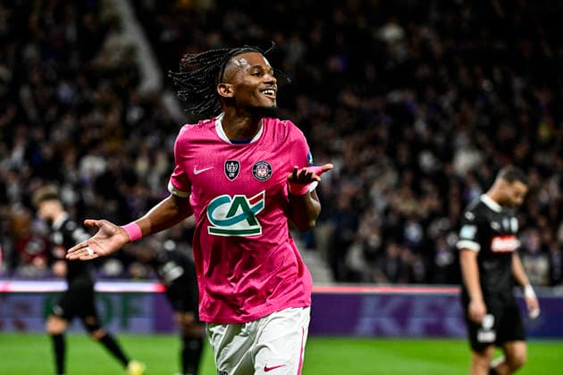 FOOTBALL : Toulouse vs Amiens - 8eme de Finale de la Coupe de France - Toulouse - 04 02 2026 Action but et joie Yann Gboho (tfc) Toulouse  Copyright: xThierryxBretonx
