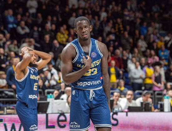 Basketball, Herren, Saison 2025 2026, Basketball Champions League (Round of 16, Gruppe J), Alba Berlin - Karditsa Iaponiki, v.l. Brandon Jefferson (Karditsa), Damien Jefferson (Karditsa), 04.02.2026, Copyright: xSebastianxRäppold MatthiasxKochx