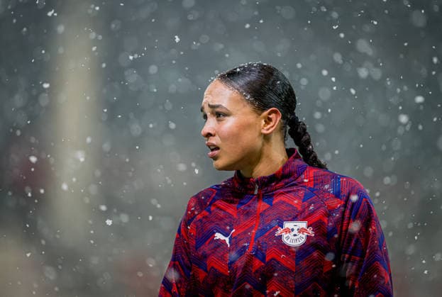 Leipzigs Lisa Baum. Fussball 1. Frauen Bundesliga, 15. Spieltag: FC Bayern Muenchen - RB Leipzig 3:0. 25. Januar 2026 FC Bayern Campus, Muenchen. FC Bayern Muenchen - RB Leipzig 3:0 *** Leipzigs Lisa Baum Soccer 1 Womens Bundesliga, Matchday 15 FC Bayern Muenchen RB Leipzig 3 0 January 25, 2026 FC Bayern Campus, Munich FC Bayern Muenchen RB Leipzig 3 0
