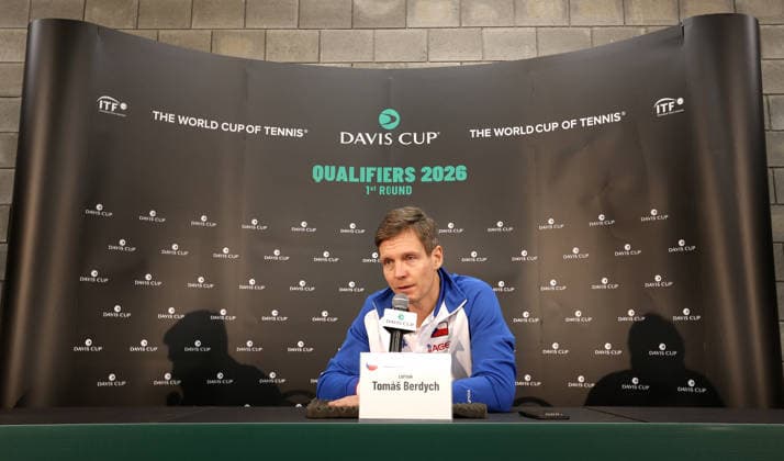 press conference, PK, Pressekonferenz with Czech tennis team captain Tomas Berdych ahead of the Davis Cup qualifiers match Czech Republic - Sweden, in Jihlava, Czech Republic, on February 5, 2026. (CTKxPhoto LiborxPlihal) CTKPhotoP2026020503474  CTKPhotoP2026020503474